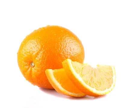 Orange with two slices Stock Photos