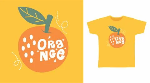 Orange typography design vector with fruit  illustration ready for print on t Stock-Illustration