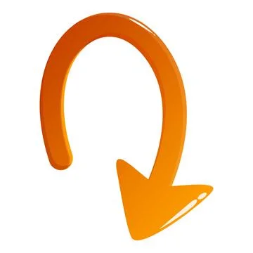Orange u turn arrow pointing downwards Stock Illustration