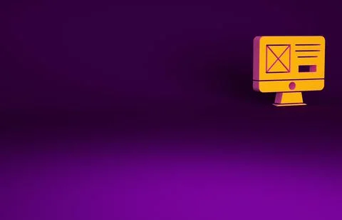 Orange UI or UX design icon isolated on purple background. Minimalism concept Stock Illustration