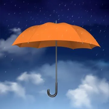Orange Umbrella on sky with clouds background Stockillustratie