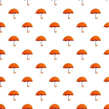 Orange umbrellas repeating pattern on white background Stock Illustration