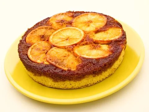 Orange upside down cake Stock Photos