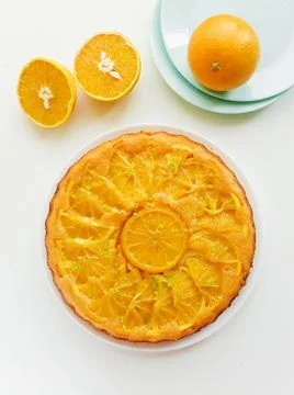 Orange upside down cake Stock Photos