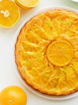 Orange upside down cake Stock Photos