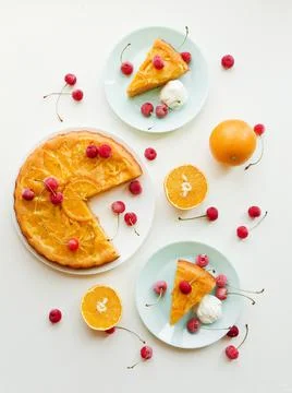 Orange upside down cake Stock Photos