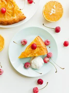 Orange upside down cake Stock Photos