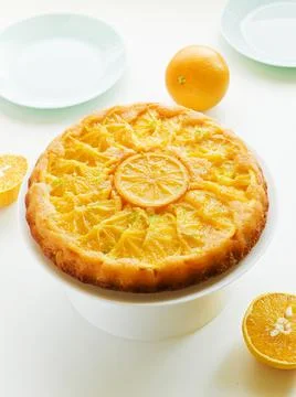 Orange upside down cake Stock Photos
