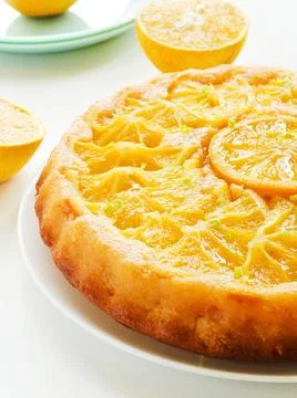 Orange upside down cake Stock Photos