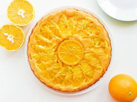 Orange upside down cake Stock-Fotos