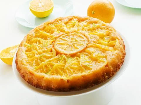 Orange upside down cake Stock Photos