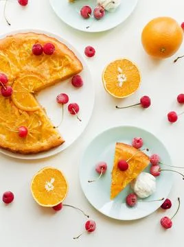 Orange upside down cake Stock Photos