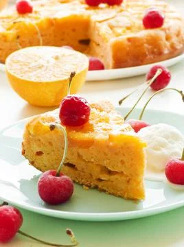 Orange upside down cake Stock Photos