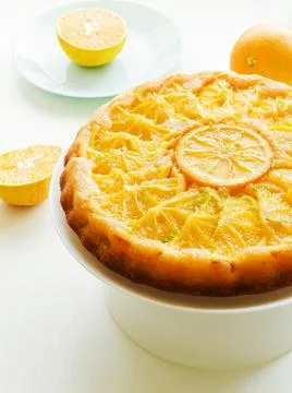 Orange upside down cake Stock Photos