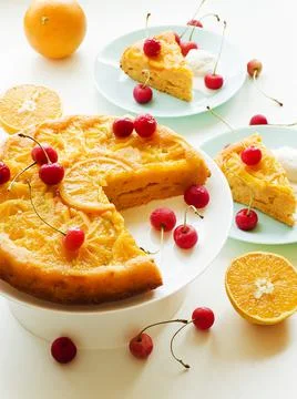 Orange upside down cake Stock Photos