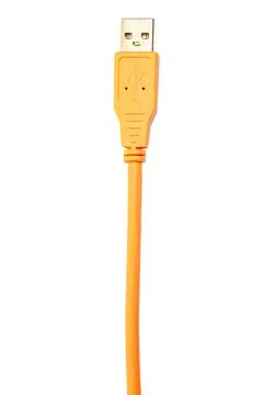 Orange USB cable isolated on white background 스톡 사진
