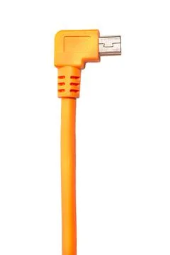 Orange USB cable isolated on white background Stock Photos
