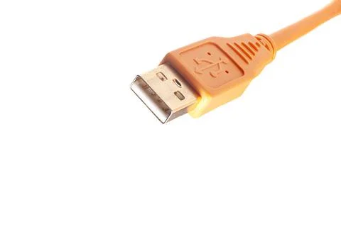 Orange USB cable isolated on white background Stock Photos