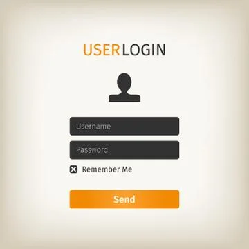 Orange user login page Stock-Illustration
