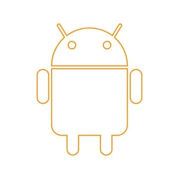 Orange vector android line icon isolated on white background Stock Illustration