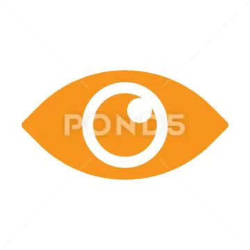 Orange vector eye solid icon isolated on white background Ilustraciones de archivo