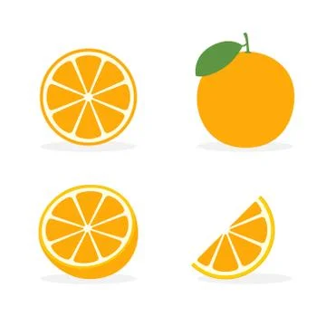 Orange vector flat slice icon. Orange fruit vitamin C segment half illustration Illustrazione stock