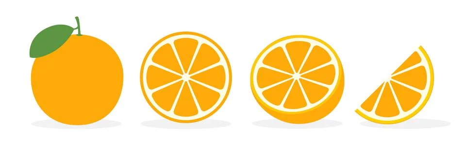 Orange vector flat slice icon. Orange fruit vitamin C segment half illustration Illustrazione stock
