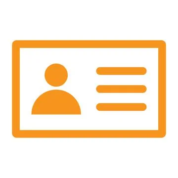 Orange vector id card or identity card line icon isolated on white backgroun Stock Illustration