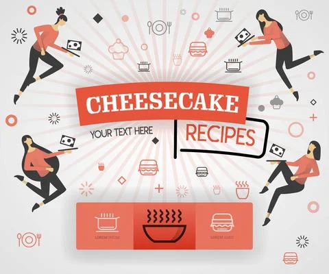 Orange vector illustration concept. cheesecake recipes recipes cover book.  h Stock Illustration