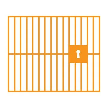 Orange vector jail or prison icon isolated on white background Stock Illustration