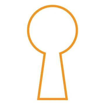 Orange vector keyhole line icon isolated on white background Stock Illustration