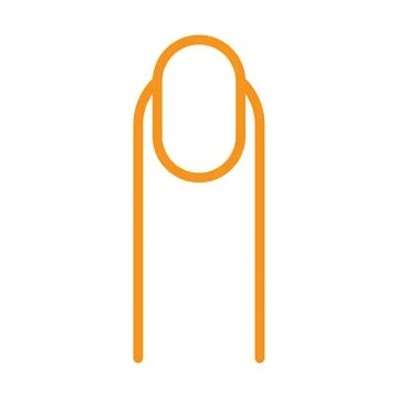 Orange vector long finger nail line icon isolated on white background Stock Illustration