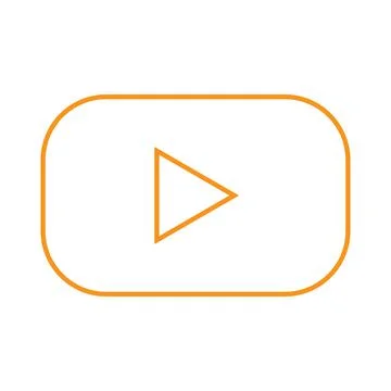 Orange vector play button line icon isoated on white background Stock Illustration