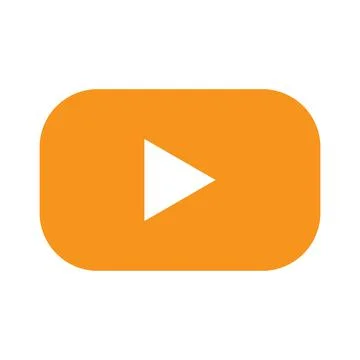 Orange vector play button solid icon isoated on white background Stock Illustration