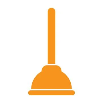 Orange vector plunger icon isolated on white background Stock Illustration