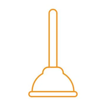 Orange vector plunger line icon isolated on white background Stock Illustration