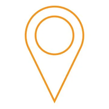 Orange vector point of location line icon isolated on white background Stock Illustration