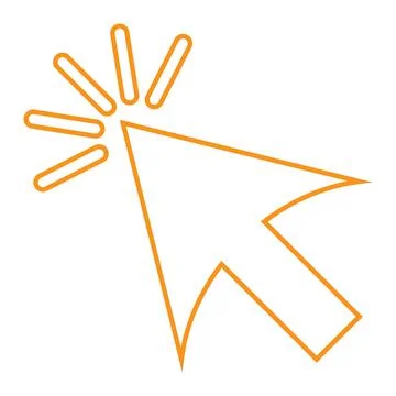 Orange vector pointer or cursor line icon isolated on white background Ilustración de archivo