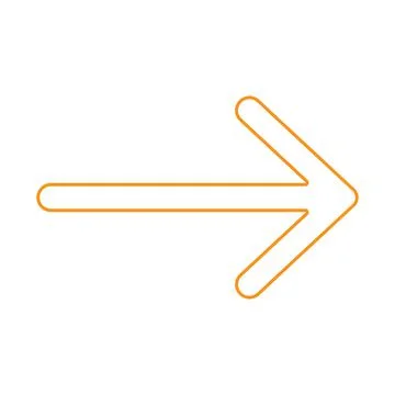 Orange vector right arrow line icon isolated on white background Stock Illustration