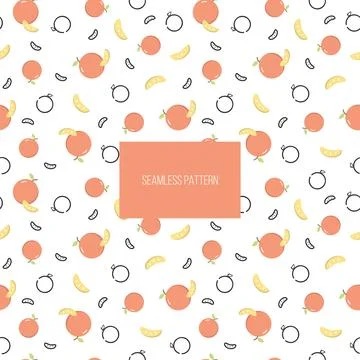 Orange vector seamless pattern. Fruits in a simple Scandinavian, cartoon, dra Illustrazione stock