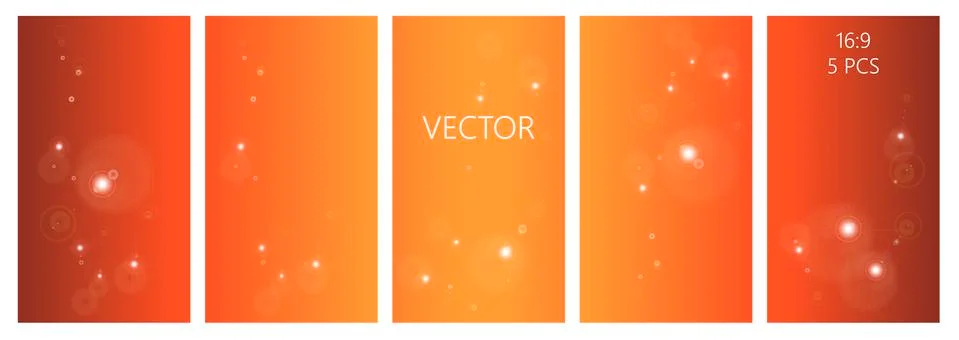 Orange vector set of abstract backgrounds with copy space for text. autumn co Stock Illustration