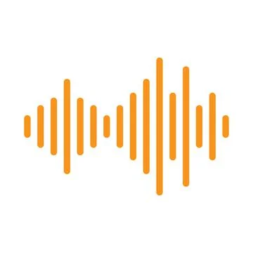 Orange vector sound wave icon isolated on white background Stock Illustration