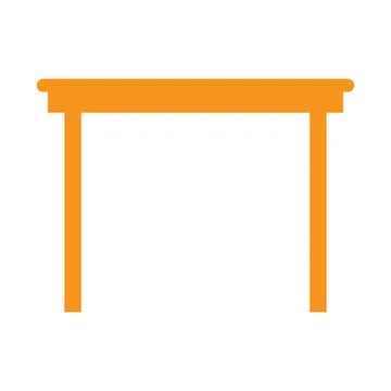 Orange vector wooden table icon isolated on white background Stock Illustration