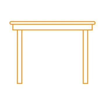 Orange vector wooden table line icon isolated on white background Stock Illustration