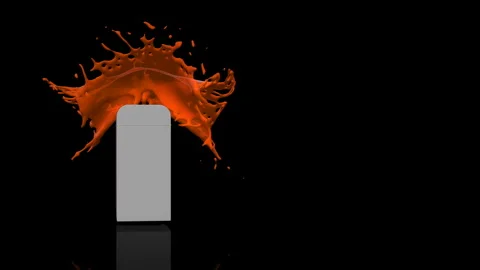 Orange Vintage Vending Machine in a splash turns on itself - loop animation Stock Footage 253356761