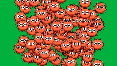 The orange virus animation multiplies rapidly. Stock Footage 321926355