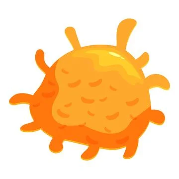 Orange virus floating and spreading contagion with tentacles Stock Illustration