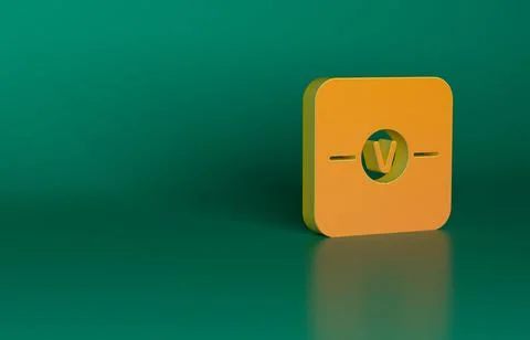 Orange Voltmeter electronic component icon isolated on green background Illustrazione stock