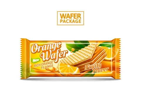 Orange wafer package design Stockillustratie