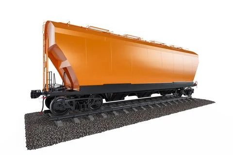 Orange wagon train on a white background. Specialized wagons for transporti.. Stock Photos